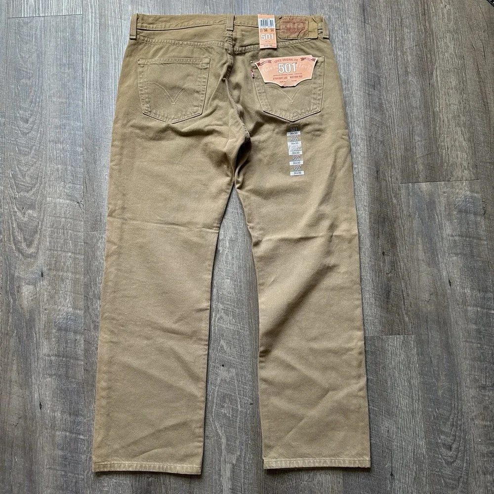 NEW Vintage 2008 Levi's 501 36 X 30 STF Khaki Jeans Desert Sand NWT